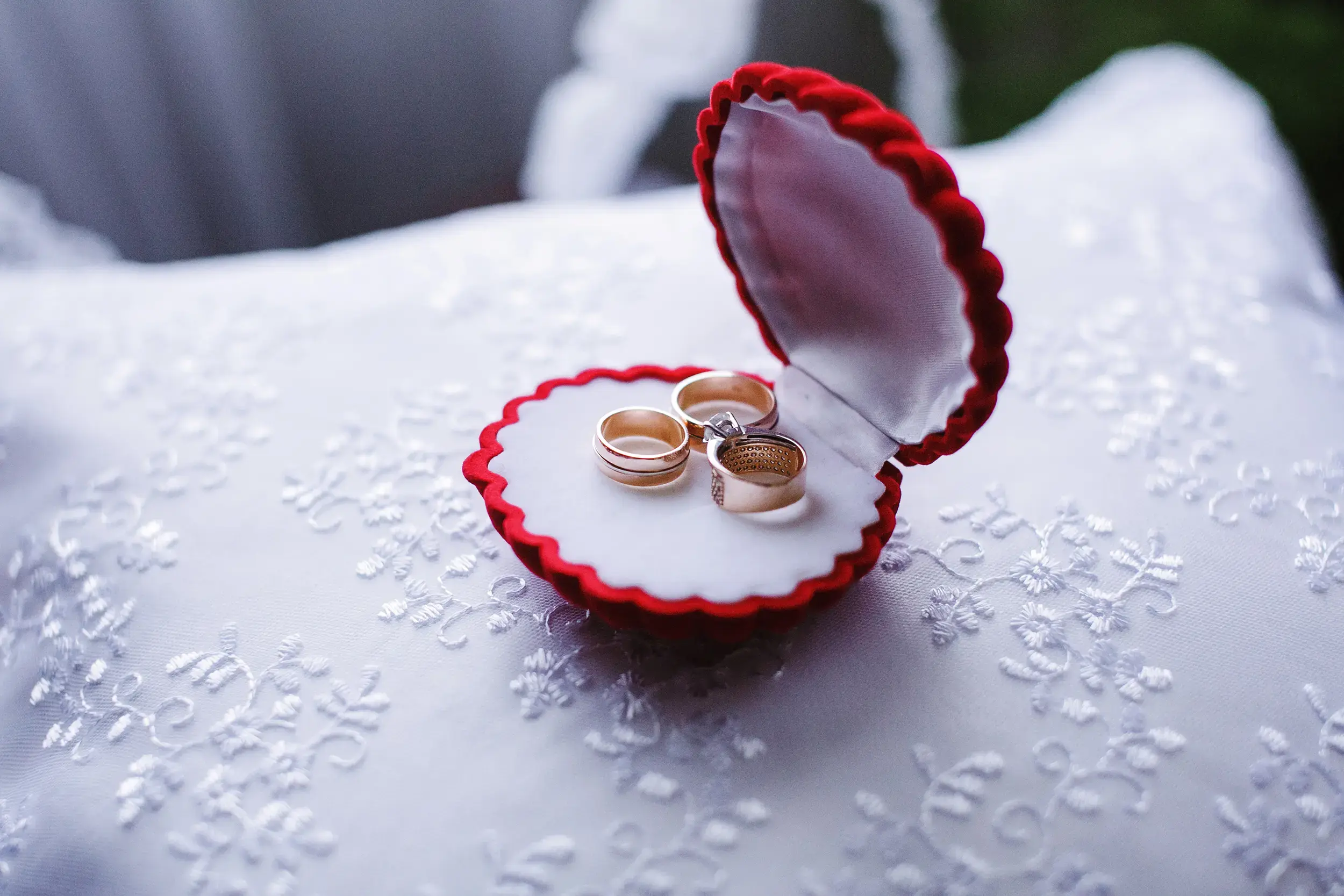 a ring box with gold rings inside